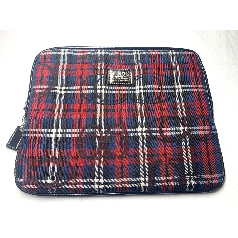 Coach Poppy Tartan Plaid Tablet Case Sleeve Y2K McBling Glam
